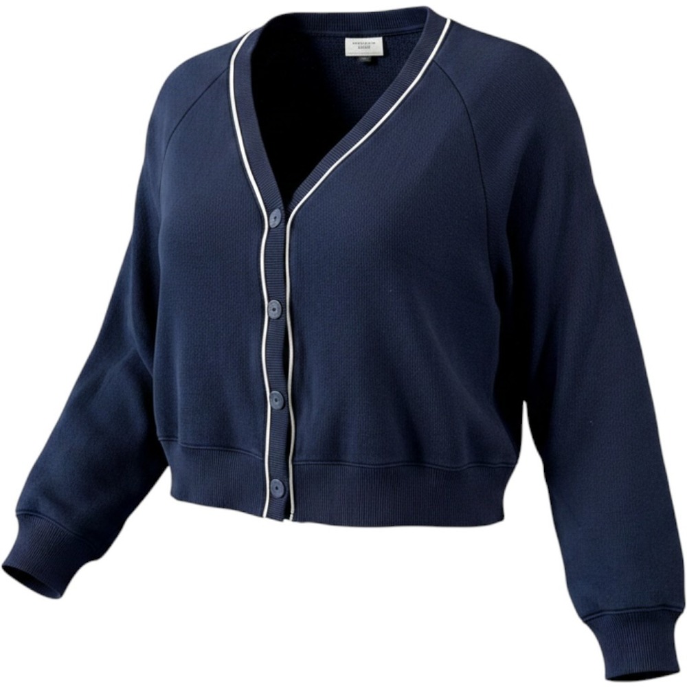 American Eagle Outfitters Cardigan Sweater Womens XL Navy Blue Tight Knit Cotton